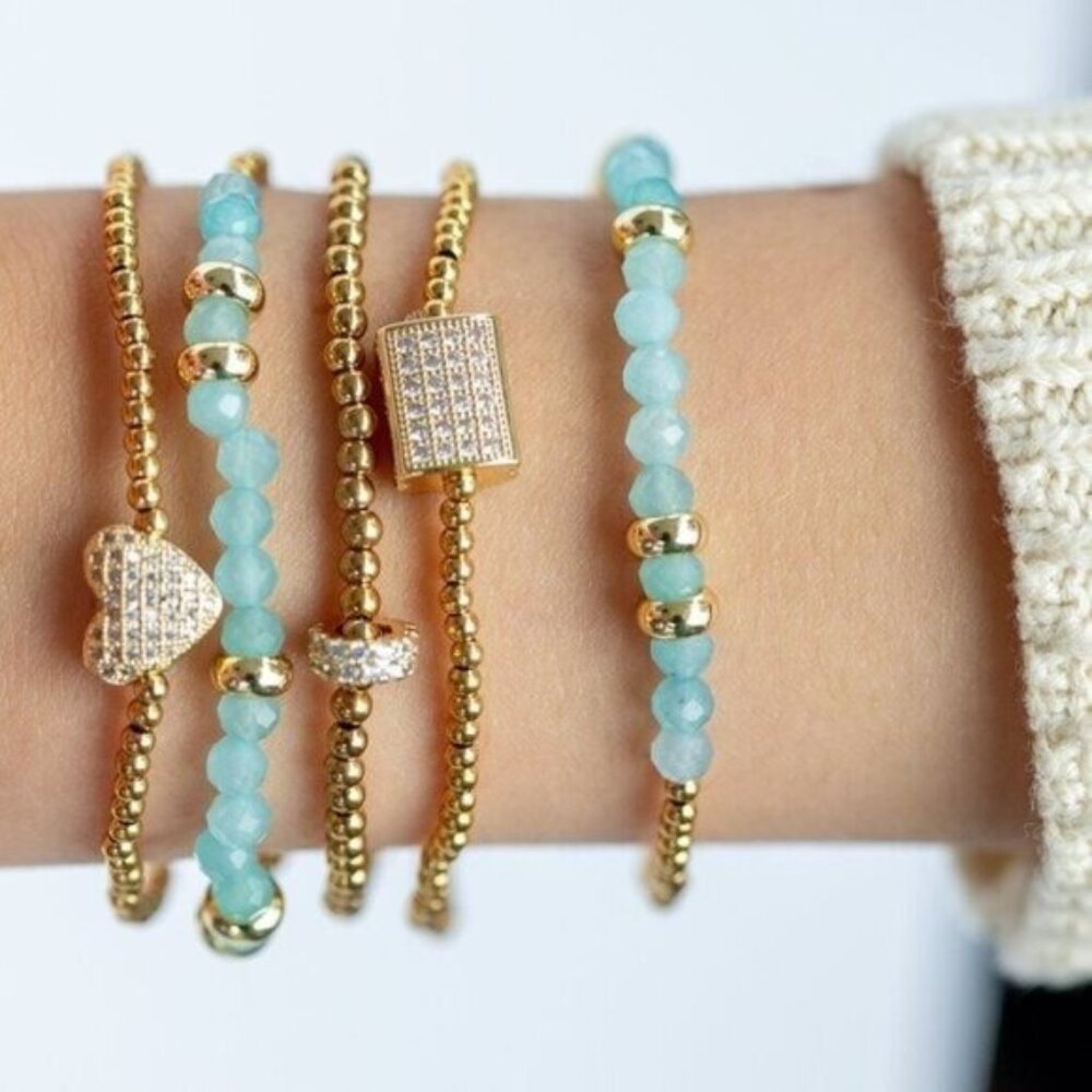Set of 4 Stretch Bracelets Waterproof Bracelets Stacking Bracelet Set CUTE
